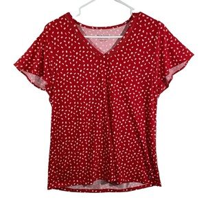 Redwood Short Sleeve Red White Blouse